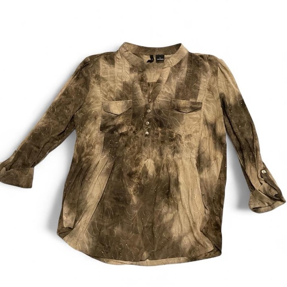 054. ✨ Tie-Dye Blouse with Pleated Detail 🤎🌟🍂 - Picture 1 of 5